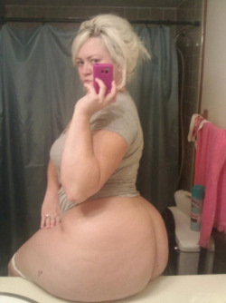thebigandthebeautiful: This blonde beauty has the right idea of which pose will show off her biggest, best ASSet.  Follow The Big and The Beautiful for a steady flow of trashy chubby amateurs. 