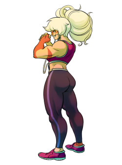 Lizkreates:  Oh Hey Su Fanart! Jasper In Casual Workout Cloths And A Messy Bun~ Why