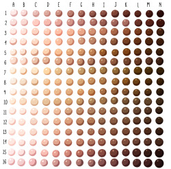 thelizalot:  Skin tone swatches, for use as a resource.    Spudfuzz on Deviantart made the original resource, which I modified to be a bit more realistic. She gave me permission to post this. ☛These swatches, like all art resources, should be used