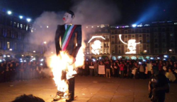  President Peña Nieto’s Image Burned At The Zocalo In Mexico City 