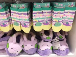 snowbellepc:Goomy promotion socks &amp; slippers at the Mega Tokyo Pokemon Center (February 2015)