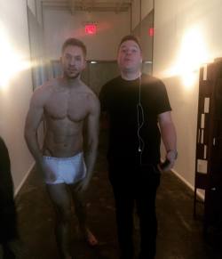 malecelebunderwear:  Hmmm how I can say happy birthday to my manager? I know, post that photo of me and him when I just happen to be in my underwear! God bless 