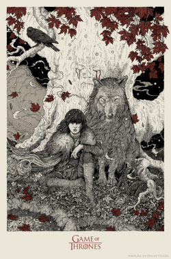 richeybeckett:  I’m very pleased to announce that my GAME OF THRONES ‘Bran Stark’ illustration will be released tomorrow by MONDO as a limited edition screen print. The huge 24” x 36” piece is printed in three colours on 100lb French Speckletone
