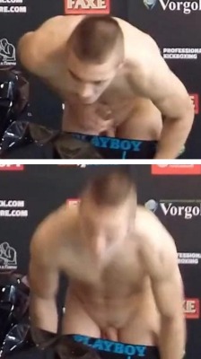 funnyboy86:  Czech Kickboxer Tadeas Ruzicka lets it ALL Hang Out in Weigh-In 