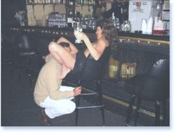 ilovewatchingmywife:  The bar was quiet one evening but she found a willing victim to eat her pussy right in the bar.