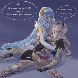 dlartistanon:  Day 4: Role Reversal “P-please don’t cry, Azura… I can’t stand seeing you suffer.” “We made a promise to walk down this road together. Wherever you go, I’ll–!” “That’s… I’m sorry. That’s one promise I-I don’t