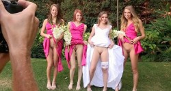 contexxxt:At the end of the bridal party photo session, Jenna had the photographer take one final image.  She sent it to her new husbands phone just as he was shaking hands inside with his new father-in-law back inside the reception area.  The caption