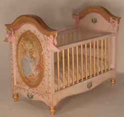 fairytalepalegirl:Beatrix Potter Crib by Lola del Villar (jt- lovely handmade miniature crib from Spain)