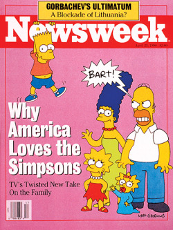 newsweek:  Cue the clouds and the heavenly overture, we’re heading for Springfield! This week we’re hitting rewind on 25 years to when Newsweek writer Harry F. Waters was looking into why we all loved this family so much. “Perhaps the weirdest part