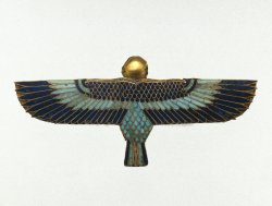 ancientart:  Amulet in the Form of a Ba as Human-Headed Bird. Egyptian, Late Period or Ptolemaic Period.Ba is the Egyptian concept closest to what is meant by the English word “soul.” Its composite human-and-bird form symbolizes its ability to travel