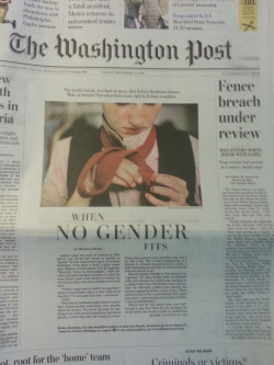 calippygian:  plumbat:  captain-rel:  perpugilliam:  lizawithazed:  mechabre:  this is so incredibly important to me holy shit an article about an agender person’s identity ON THE FRONT PAGE OF THE WASHINGTON POST FRONT AND CENTER!!!!! IM JUST AGHAFDHF!!