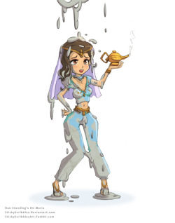  Congrats on Dan Standing winning the OC Sketch Event with their suggestion of Marie becoming a Genie.Marie  wish to be transformed and idolized as a powerful Genie forever. She  become a powerful Genie, but is suddenly covered in magical sticky  cement&h