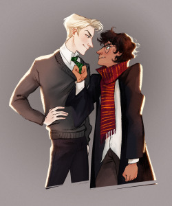 dis4daria:  and then Harry punched kissed him! :3this is sorta 8th year au, because i ignore epilogue 