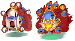 haczeynsfw: gats:  In today’s shamegame session, Bazza the Beholder drank some demon blood with the rest of the group. While it ended up fucking us over in a really major way, we’re at least way more edgy now. Here’s a BEFORE and AFTER of the situation.