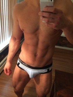 toddsanfield1:  Playing around with the lighting in my new place.   Light Blue Briefs, get them in black or white as well. www.toddsanfield.com