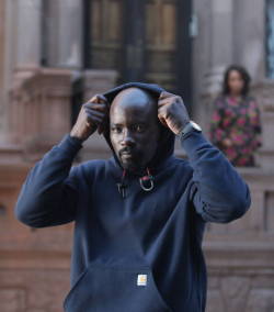 superheroesincolor:  Marvel’s Luke Cage First Set Photos  (x)   Luke Cage (Mike Colter) &amp; Claire Temple (Rosario Dawson)  Get the “Luke Cage” series  here  [ Follow SuperheroesInColor on facebook / instagram / twitter / tumblr ] 