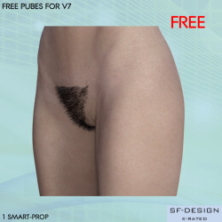 SFD has a little special gift! Free Pubes for V7! One smart-prop! 	The prop is designed for the use with default V7.   	It can be used with or without attached genital. Depending on which genital figure is used some adjustments may be needed.   	It is