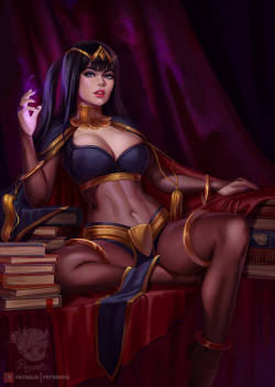 youngjusticer:  Tharja is a mage. Contrary to the nature of dark magic, knowledge  of hexes and curses lets her use them for positive reasons, such as warding off insects or cooling down fevers. She is very self-conscious, having no idea of her own sex