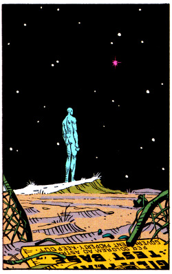 thecomicsvault:  &ldquo;I prefer the stillness here. I am tired of Earth. These people. I am tired of being caught in the tangle of their lives.&rdquo; Dave GibbonsAlan Moore Watchmen 