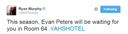 entertainingtheidea-deactivated: Ryan Murphy just confirmed Evan Peters’ return to American Horror Story.