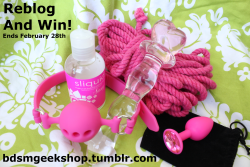 bdsmgeekshop:  BDSMGeek&rsquo;s Valentines Giveaway!Just reblog to win! I will be announcing a winner on February 28th!THE CAPTION MUST REMAIN WITH THIS POST!!!!Prize pack includes:1 x 30 ft/8 m Length of Custom Hand Dyed Pink Cotton Rope1 x Pink All