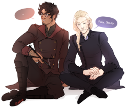 istehlurvz:  “I didn’t even say anything?!?!?..”tfw u gotta work with ur childhood rival lmao. Auror Harry and Unspeakable Draco~  Please ask before using.