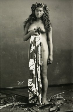 From Tahitian Beauties, by Lucien Gauthier. Find more beautiful Tahitians and Polynesians on Native Nudity.