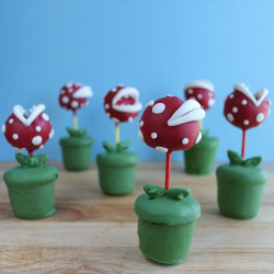 pxlbyte:  Piranha Plant Pops Written by George Naylor These delicious looking truffles were made by blogger CakeCrumbs, using rich chocolate for the body and coloured chocolate for details. They even walk us through all the steps so you can make these