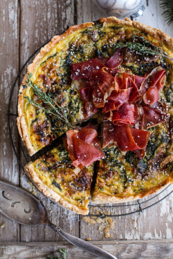 fattributes:  Deep Dish Spinach and Prosciutto Quiche with Toasted Sesame Crust