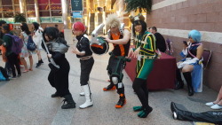 potatoekitty: Pt 2 of my favorite BNHA pics I took at Animenext this year!   I’m the Tsuyu in her hero outfit. The biggest reason I had such a great time this year was the fact that all the bnha cosplayers were so nice!  The Kacchans were esp great