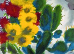 thunderstruck9: Emil Nolde (German/Danish, 1867-1956), Gelbe und rote Sommerblumen und Kakteen [Yellow and red summer flowers and cacti]. Watercolor, 34.8 x 47.5 cm. via amare-habeo 
