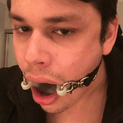 bound-indulgence:  bornslave: Welcome to your new life slave, beginning with a couple of hours with your mouth reconfigured as a hole. You dribble,,,like the loss of control and dignity?  As it should be, but why the fuck is he allowed to remain clothed?