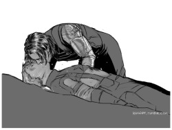 kaciart:  shieldshawk said: Bucky giving Steve first aid after fishing him out of the patomic  