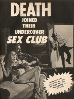 &lsquo;Death Joined Their Undercover Sex Club&rsquo;, from Man&rsquo;s Combat magazine, Vol 1, No. 2 (August 1969). From a car boot sale in Radcliffe-On-Trent.