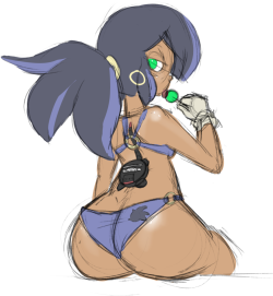 cheezyweapon:  abhorrentafro:   shes the ass-est thing alive  i edited this picture since it was a great oportunity to introduce you to the Blast Processor, an experimental device planted into Joystick’s spine that allows her to roll around at the speed
