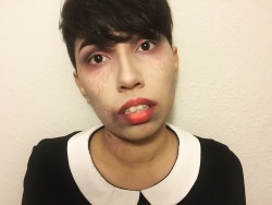 Zombie or Vampire makeup look.  Add some blood, puts some lashes on with vampire fangs.  Or Add some more grey &amp; green contouring, get some &ldquo;fake skin&rdquo; and add the bite mark + blood.