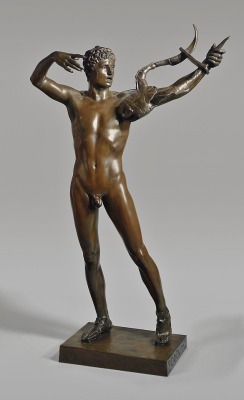 ganymedesrocks: hadrian6: The Young Sophocles Leading the Chorus of Victory after the Battle of Salamis. 1890. John Talbott Donoghue. American. 1853-1903. bronze.     http://hadrian6.tumblr.com Like an Olympic athlete, the young male nude stands tall