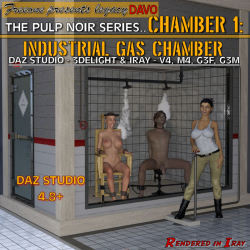  Freeone  Presents LEGACY DAVO - CHAMBER 1: &ldquo;INDUSTRIAL GAS CHAMBER&rdquo; is a Daz  Studio re-make of this classic multi-purpose chamber with gas/steam  piping and water piping elements. This can be used as a gas chamber,  water peril chamber,