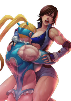 musclegirlart:R Mika vs Asuka by Fauzy