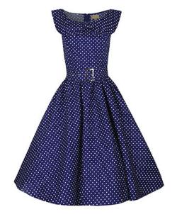 pearlconcubine:  pinupboutique:  Not only is this fabulous dress available in sizes XS-5XL; it’s also available in a wide variety of fabulous colourways. The full swing skirt, polka dot print and added belt make this dress a must-have for spring and