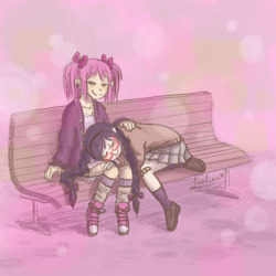 laeluu:  I wonder how long Madoka would let Homura sleep on her lap j/k I know the answer and it’s FOREVER 