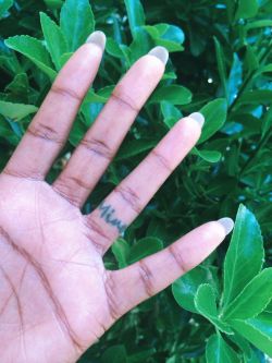 nayyirahwaheed:  planetfaraway:  the ring finger is a symbol of love and marriage. it is usually kept empty until a ring is placed there by a partner to show a bond and everlasting love. this is why I chose this finger to place the word “mine” 5 months