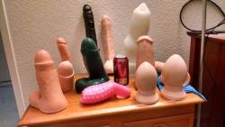 looseandtender:  This is my current collection of mostly monster toys!  I have to admit I enjoy my Bad Dragon toys the most…  Impressive collection!