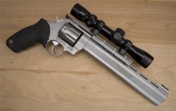 gunrunnerhell:  Taurus Raging Hornet A large revolver using the Raging Bull frame, the Raging Hornet is of course chambered in.22 Hornet. It was only available with a 10” barrel. These are fairly uncommon since Taurus only had them in production for