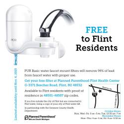iamayoungfeminist: Planned Parenthood is giving out FREE water filters to Flint residents.  As you might have heard, Flint is currently undergoing a water crises due to negligent city officials.   The crisis is causing elevated levels of lead in children.