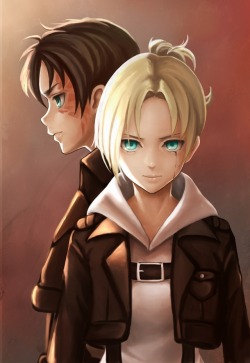 thetangles:  ★  さしみ  |   それぞれの正義    ☆ ⊳ eren and annie (attack on titan) ✔ republished w/permission  