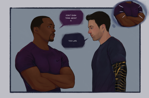 lriswcst:Not finished but i’m posting anyway. ✨Sam knows Bucky can’t keep his hands to himself when he wears that purple shirt.