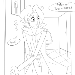 animecreator:  Based on this post from imaginesycamore, I created this lazy comic for practice on a more cartoony style. I’m rather happy with it, especially of Disney Professor Sycamore. (More specially, his nose :U )  While I’m not fond of Oak