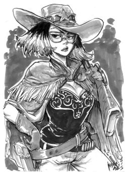 karladiazc:  Cowgirls! this time inks + markers :) 