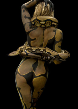 gkkaz:  Snake skin Body Painting- Burmese Pythons  